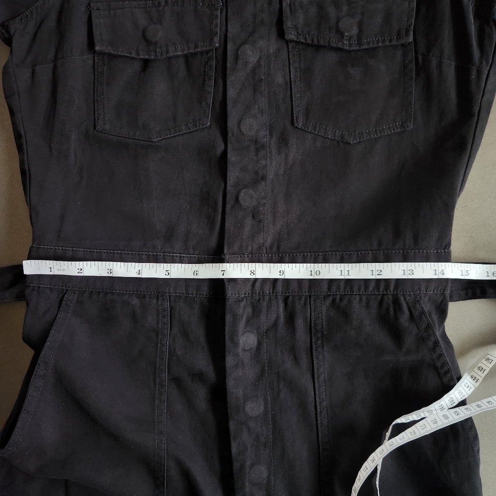 Wash Lab Womens Long Sleeve Black Hi-Bar Denim Jumpsuit Size Small - Picture 11 of 13